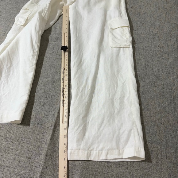 Tommy Bahama Pant Women 2 Cream Linen Blend Cargo Satin Lined Beach Travel - Picture 4 of 10